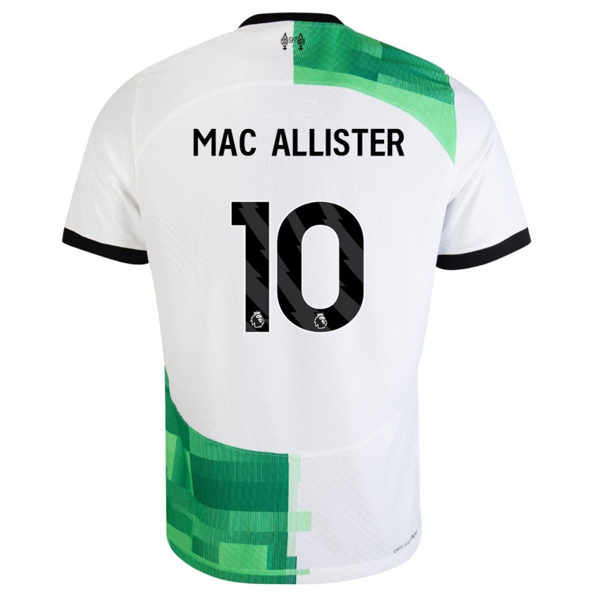 Hombre Camiseta Alexis Mac Allister #10 Blanco Verde 2ª Equipación 2023/24 La Camisa Argentina