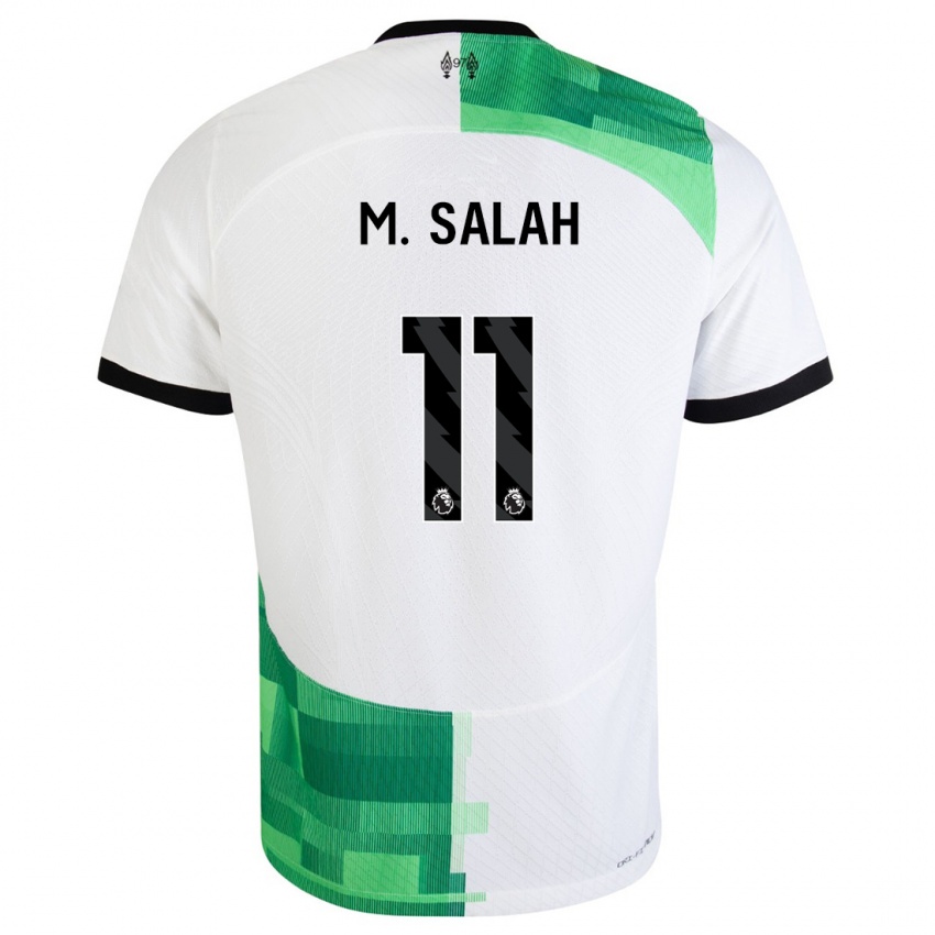 Hombre Camiseta Mohamed Salah #11 Blanco Verde 2ª Equipación 2023/24 La Camisa Argentina