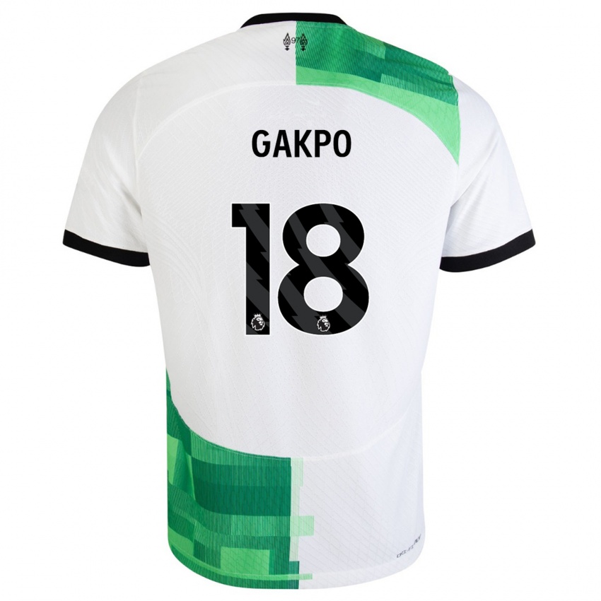 Hombre Camiseta Cody Gakpo #18 Blanco Verde 2ª Equipación 2023/24 La Camisa Argentina