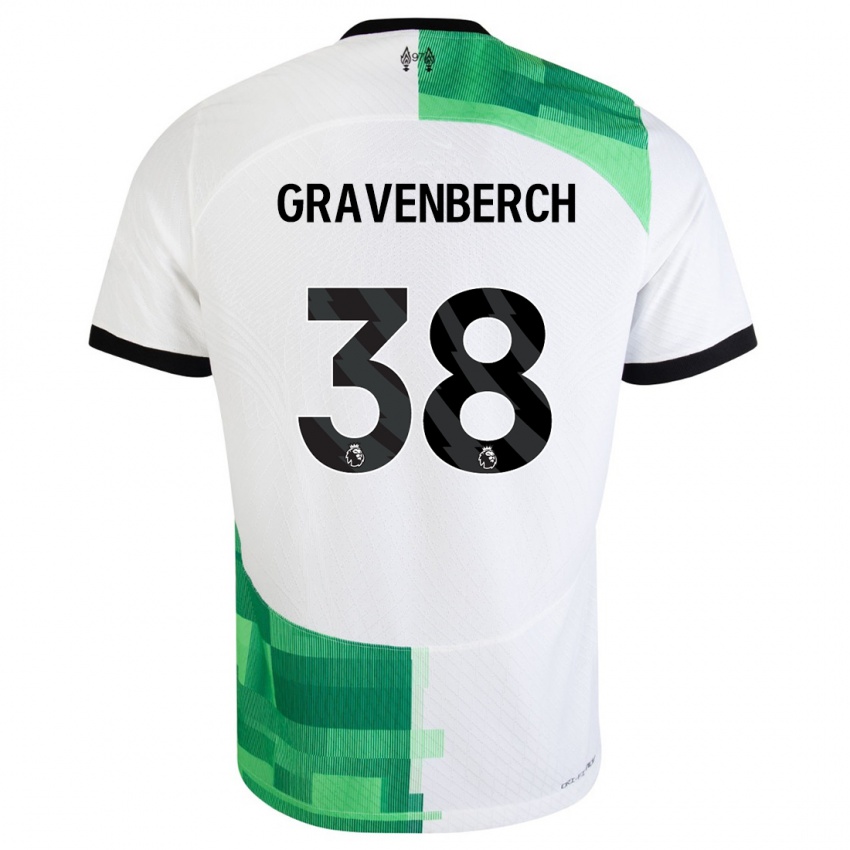 Hombre Camiseta Ryan Gravenberch #38 Blanco Verde 2ª Equipación 2023/24 La Camisa Argentina