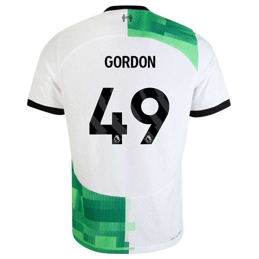 Hombre Camiseta Kaide Gordon #49 Blanco Verde 2ª Equipación 2023/24 La Camisa Argentina