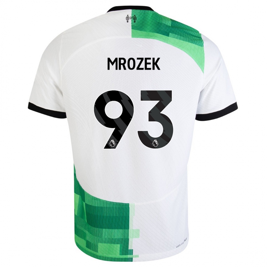 Hombre Camiseta Fabian Mrozek #93 Blanco Verde 2ª Equipación 2023/24 La Camisa Argentina