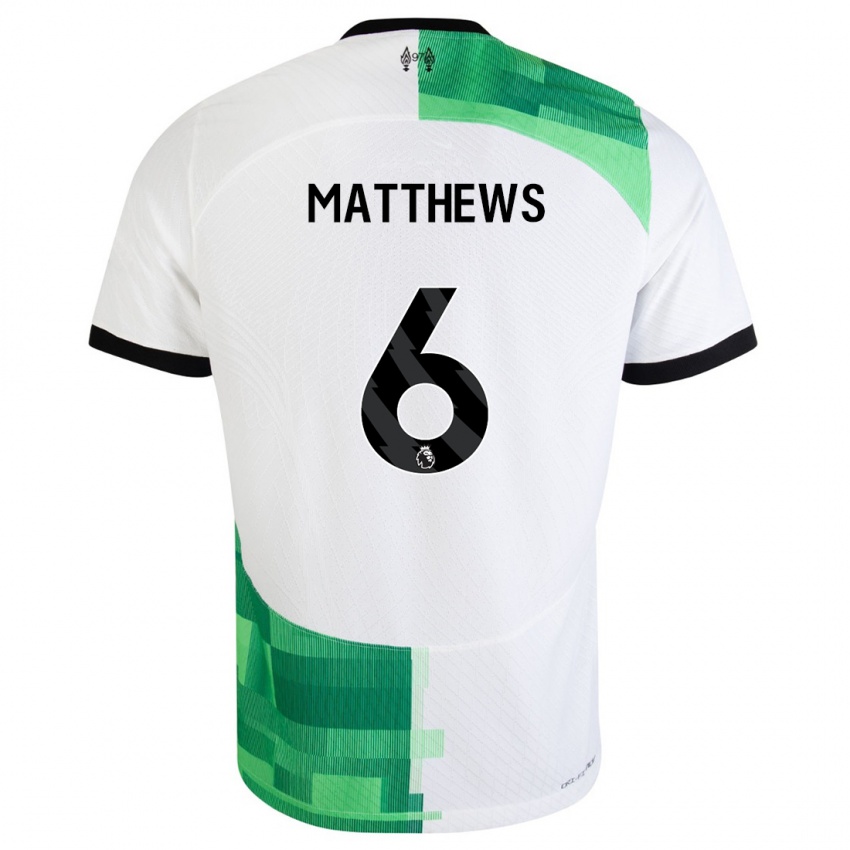 Hombre Camiseta Jasmine Matthews #6 Blanco Verde 2ª Equipación 2023/24 La Camisa Argentina