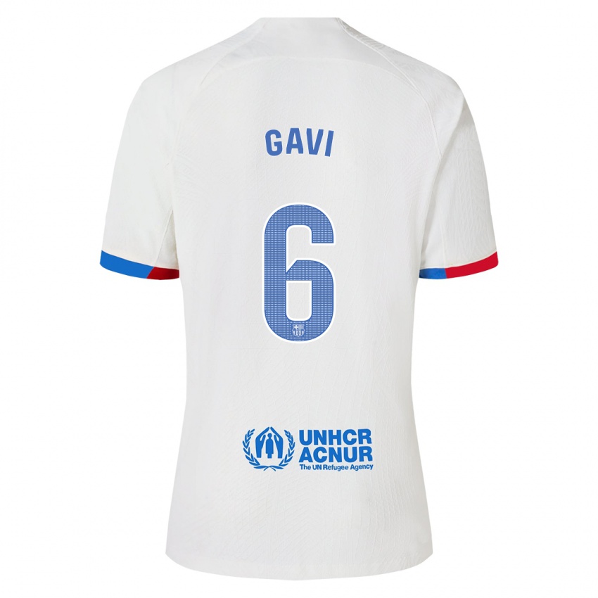 Hombre Camiseta Gavi #6 Blanco 2ª Equipación 2023/24 La Camisa Argentina