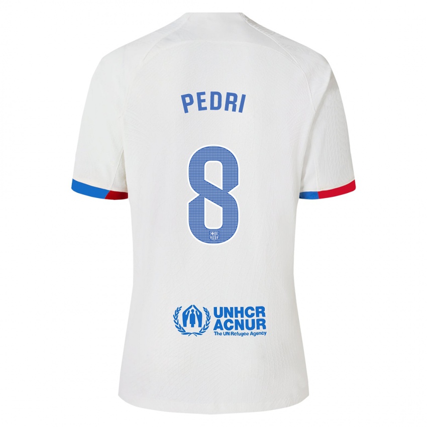 Hombre Camiseta Pedri #8 Blanco 2ª Equipación 2023/24 La Camisa Argentina