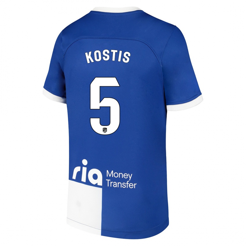 Hombre Camiseta Ilias Kostis #5 Azul Blanco 2ª Equipación 2023/24 La Camisa Argentina