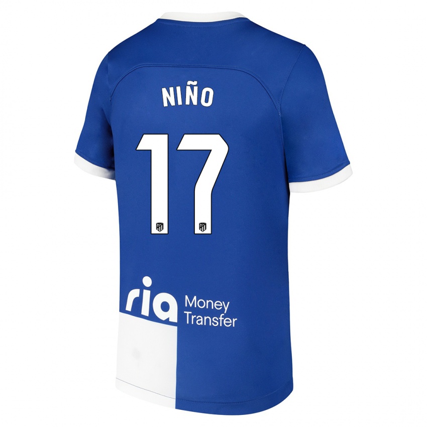 Hombre Camiseta Adrián Niño #17 Azul Blanco 2ª Equipación 2023/24 La Camisa Argentina