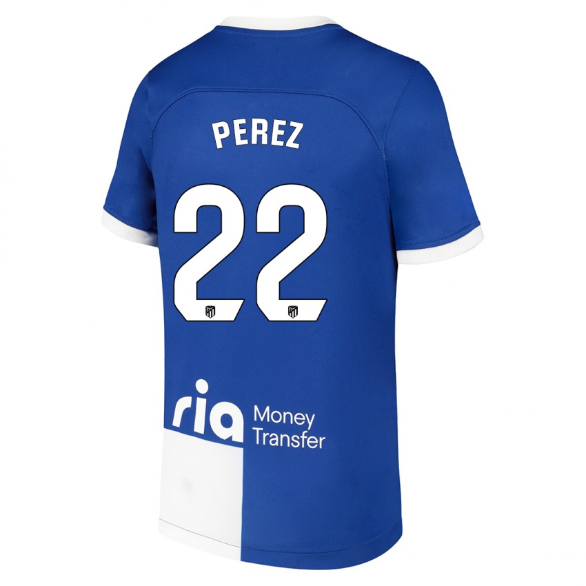 Hombre Camiseta Pablo Perez #22 Azul Blanco 2ª Equipación 2023/24 La Camisa Argentina