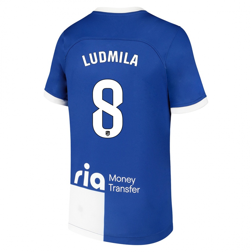 Hombre Camiseta Ludmila #8 Azul Blanco 2ª Equipación 2023/24 La Camisa Argentina