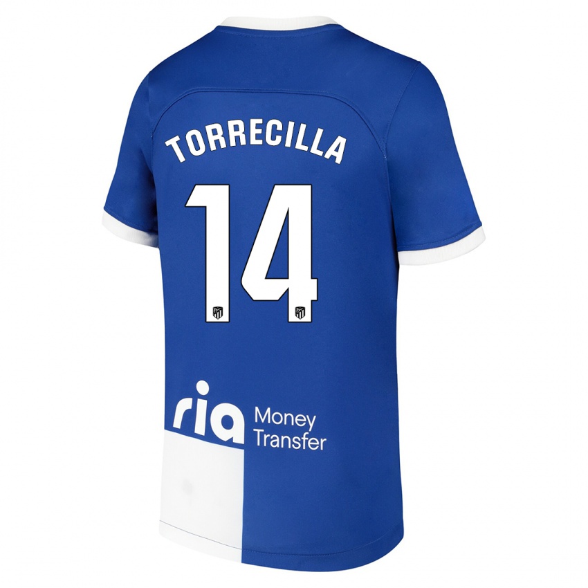 Hombre Camiseta Virginia Torrecilla #14 Azul Blanco 2ª Equipación 2023/24 La Camisa Argentina