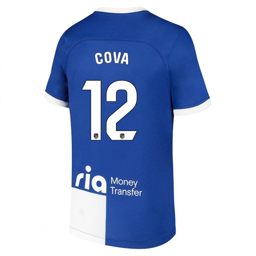 Hombre Camiseta Adrian Cova #12 Azul Blanco 2ª Equipación 2023/24 La Camisa Argentina