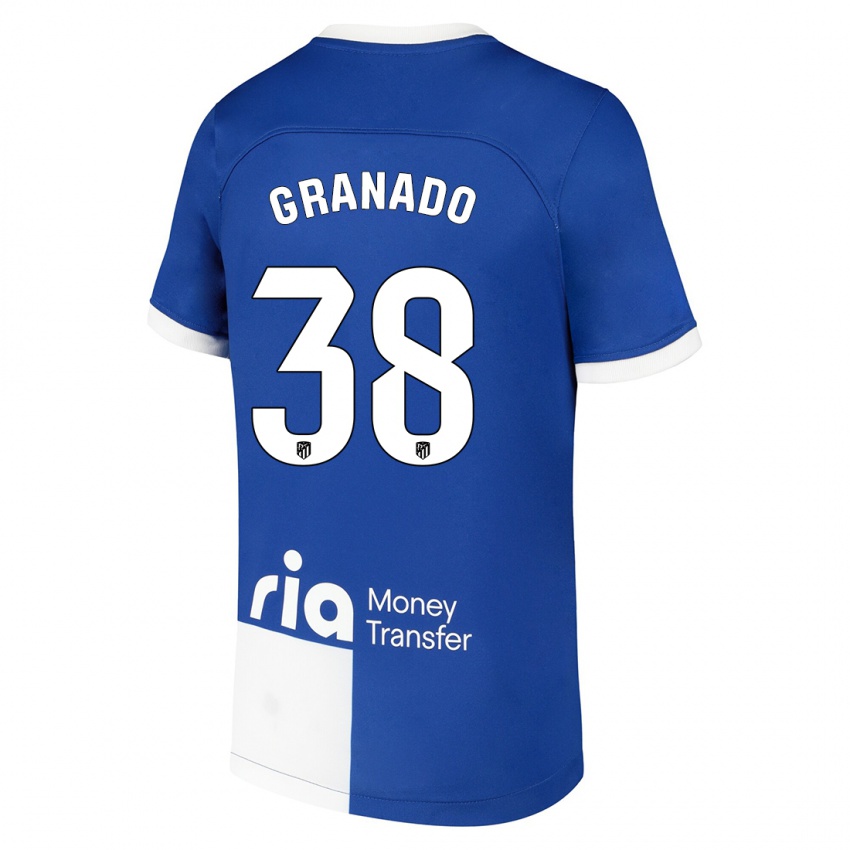 Hombre Camiseta Adrian Granado #38 Azul Blanco 2ª Equipación 2023/24 La Camisa Argentina