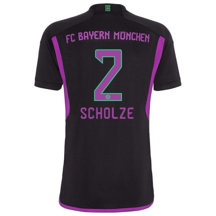Hombre Camiseta Max Scholze #2 Negro 2ª Equipación 2023/24 La Camisa Argentina