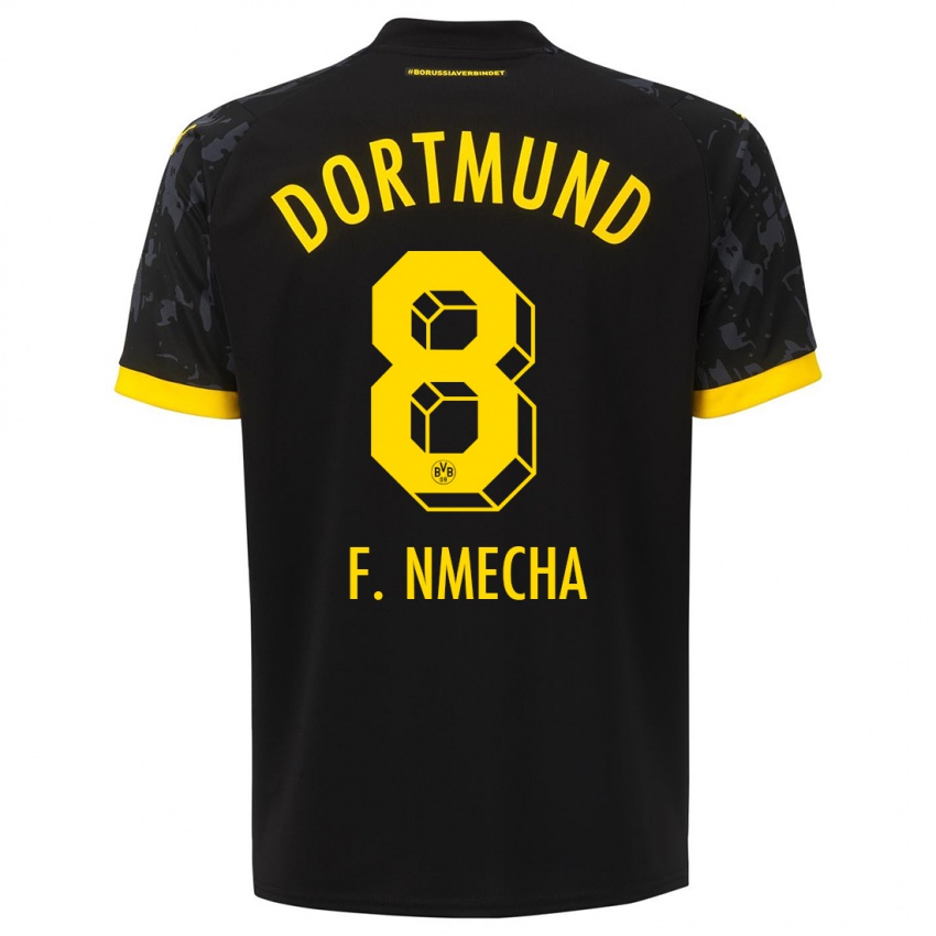 Hombre Camiseta Felix Nmecha #8 Negro 2ª Equipación 2023/24 La Camisa Argentina