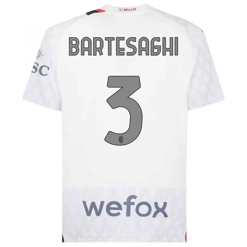 Hombre Camiseta Davide Bartesaghi #3 Blanco 2ª Equipación 2023/24 La Camisa Argentina