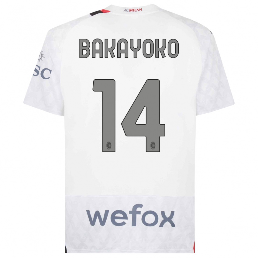 Hombre Camiseta Tiemoue Bakayoko #14 Blanco 2ª Equipación 2023/24 La Camisa Argentina