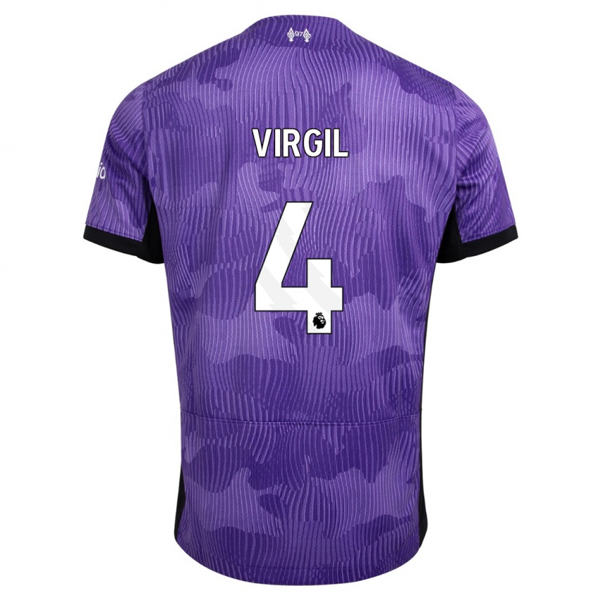 Hombre Camiseta Virgil Van Dijk #4 Púrpura Equipación Tercera 2023/24 La Camisa Argentina