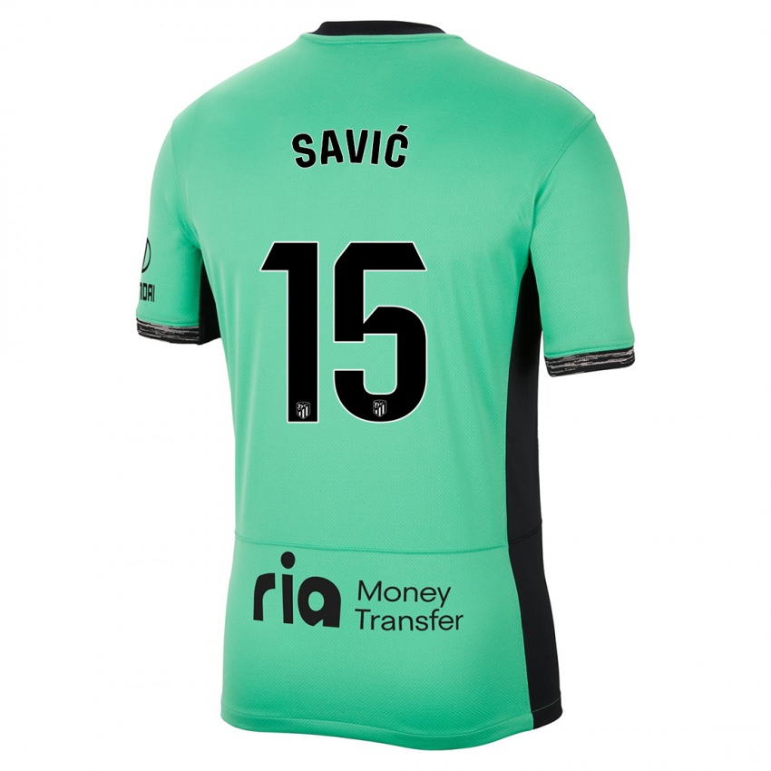 Hombre Camiseta Stefan Savic #15 Primavera Verde Equipación Tercera 2023/24 La Camisa Argentina