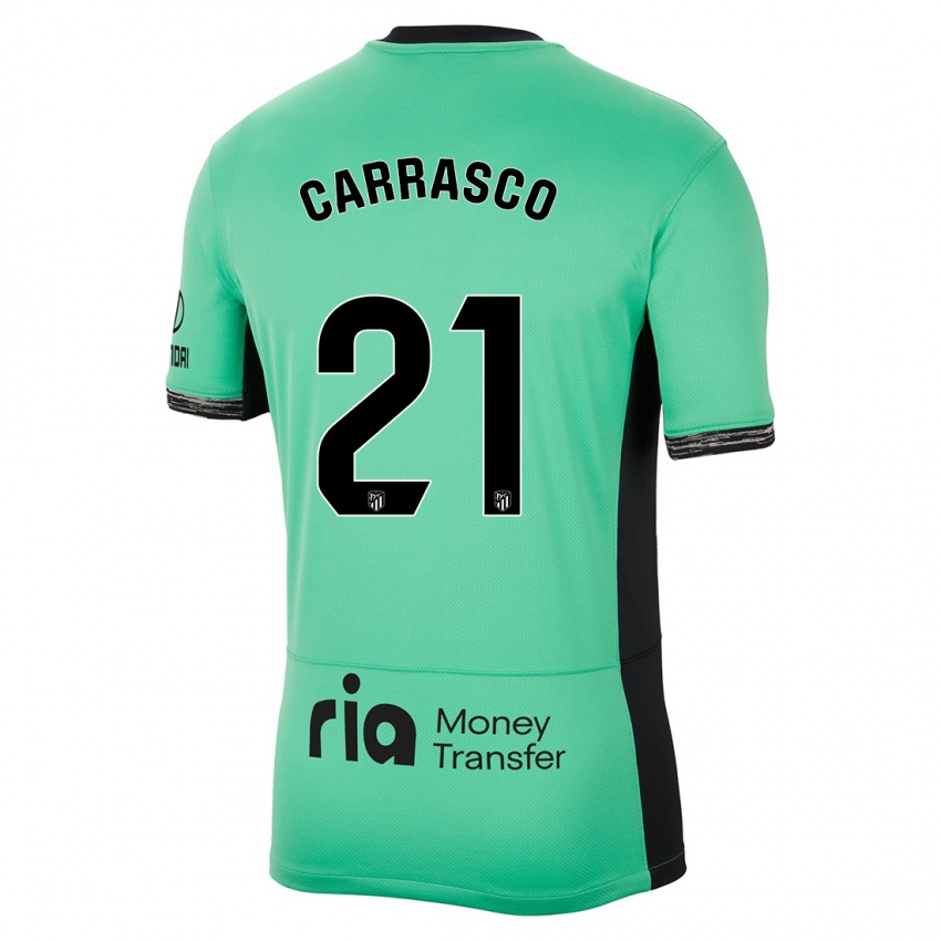 Hombre Camiseta Yannick Carrasco #21 Primavera Verde Equipación Tercera 2023/24 La Camisa Argentina