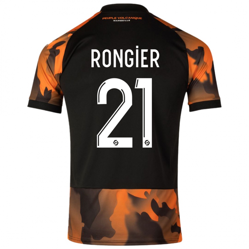 Hombre Camiseta Valentin Rongier #21 Negro Naranja Equipación Tercera 2023/24 La Camisa Argentina