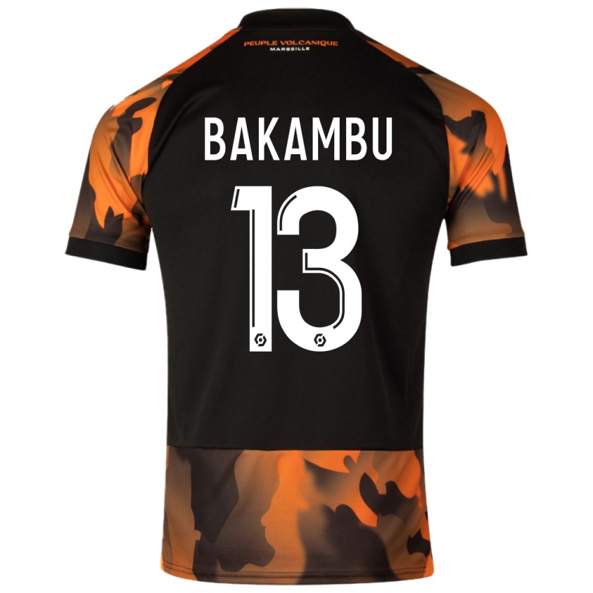 Hombre Camiseta Cedric Bakambu #13 Negro Naranja Equipación Tercera 2023/24 La Camisa Argentina