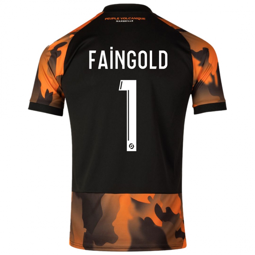 Hombre Camiseta Abbie Faingold #1 Negro Naranja Equipación Tercera 2023/24 La Camisa Argentina