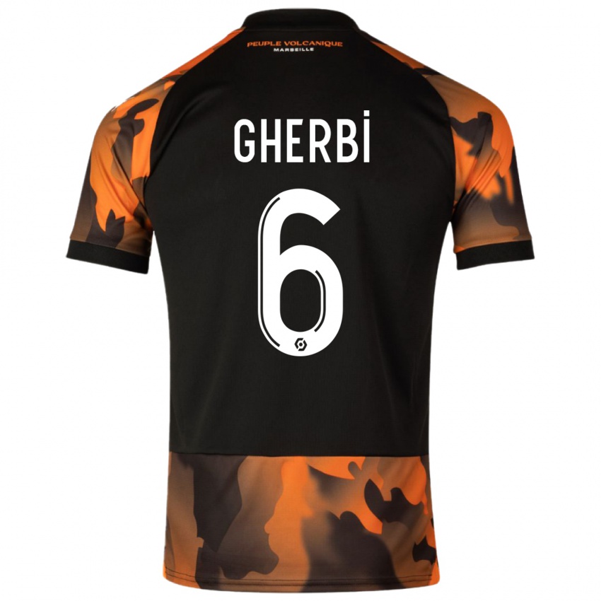 Hombre Camiseta Candice Gherbi #6 Negro Naranja Equipación Tercera 2023/24 La Camisa Argentina