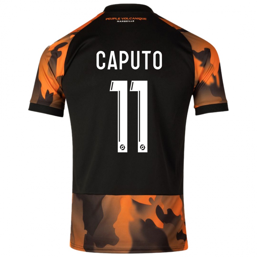 Hombre Camiseta Cindy Caputo #11 Negro Naranja Equipación Tercera 2023/24 La Camisa Argentina