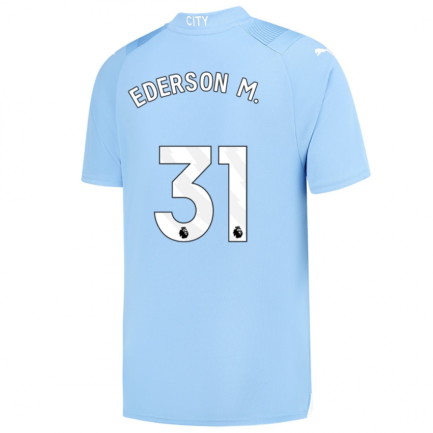 Mujer Camiseta Ederson Moraes #31 Azul Claro 1ª Equipación 2023/24 La Camisa Argentina