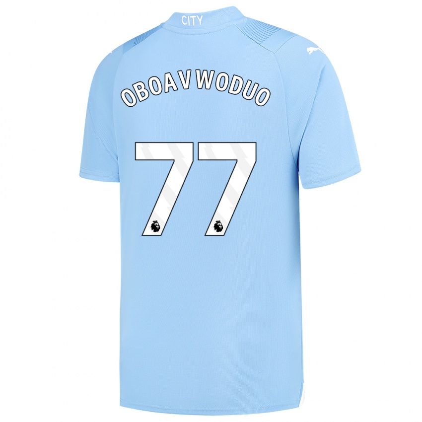 Mujer Camiseta Justin Oboavwoduo #77 Azul Claro 1ª Equipación 2023/24 La Camisa Argentina