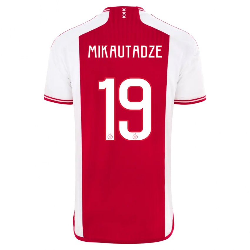 Mujer Camiseta Georges Mikautadze #19 Rojo Blanco 1ª Equipación 2023/24 La Camisa Argentina