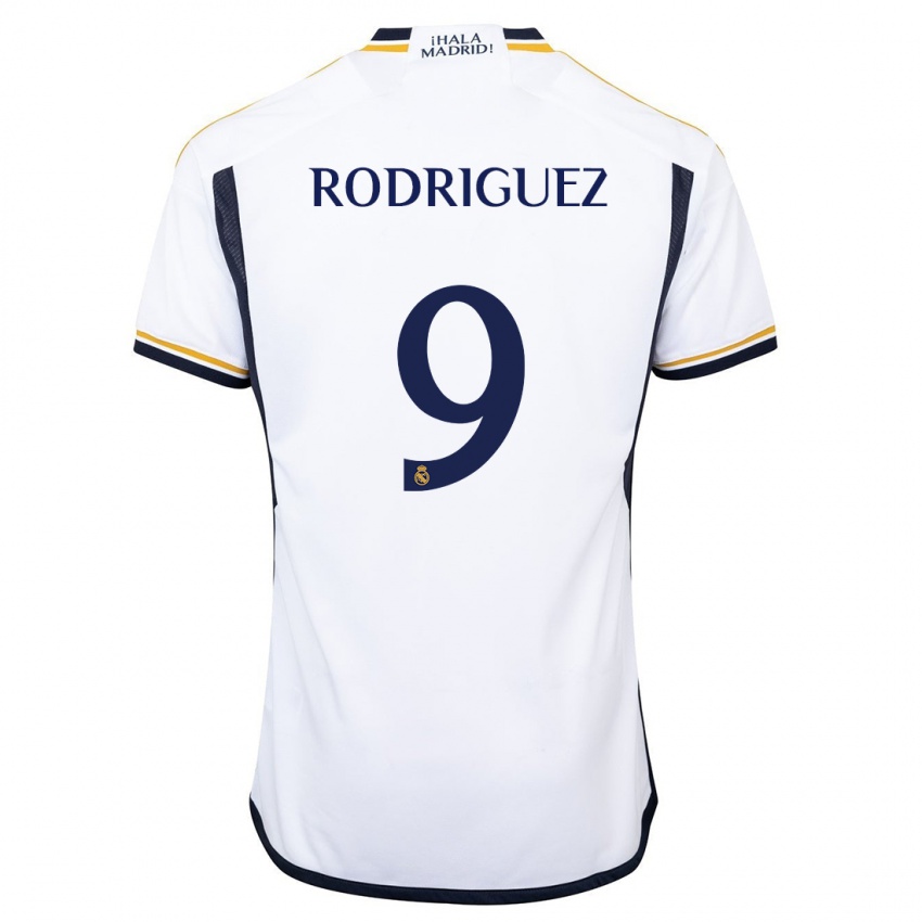 Mujer Camiseta Alvaro Rodriguez #9 Blanco 1ª Equipación 2023/24 La Camisa Argentina