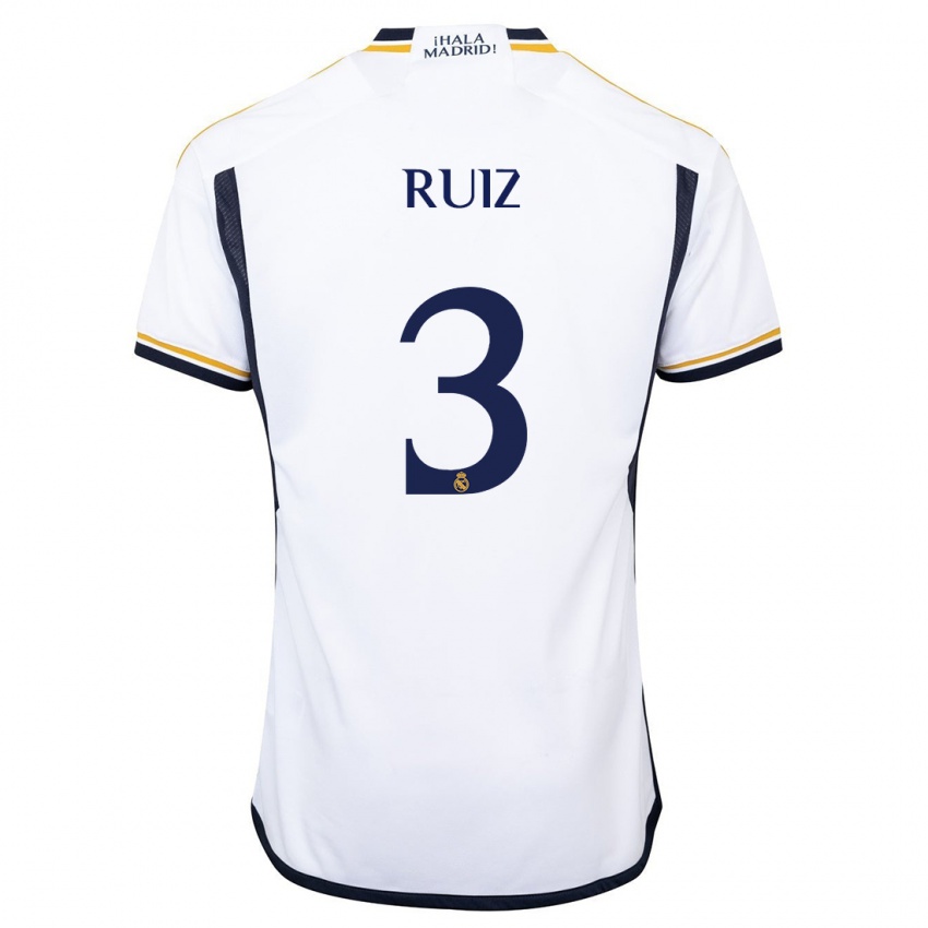 Mujer Camiseta David Ruiz #3 Blanco 1ª Equipación 2023/24 La Camisa Argentina