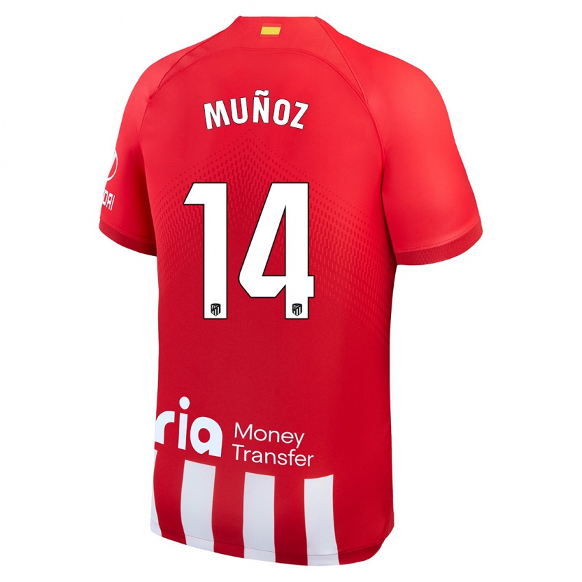 Mujer Camiseta David Muñoz #14 Rojo Blanco 1ª Equipación 2023/24 La Camisa Argentina