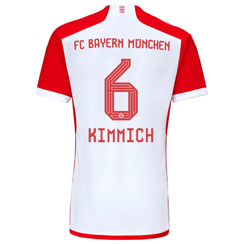 Mujer Camiseta Joshua Kimmich #6 Rojo Blanco 1ª Equipación 2023/24 La Camisa Argentina