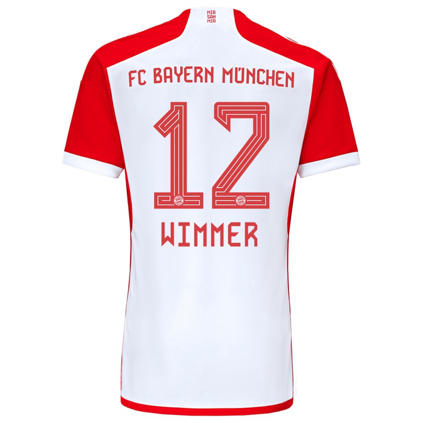 Mujer Camiseta Benedikt Wimmer #12 Rojo Blanco 1ª Equipación 2023/24 La Camisa Argentina