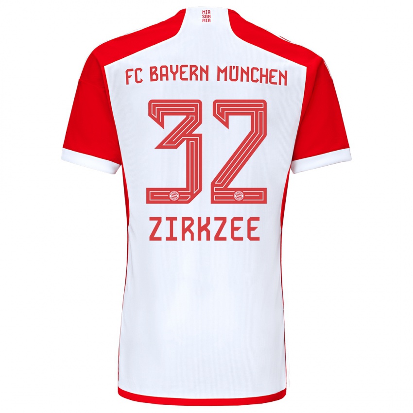 Mujer Camiseta Joshua Zirkzee #32 Rojo Blanco 1ª Equipación 2023/24 La Camisa Argentina