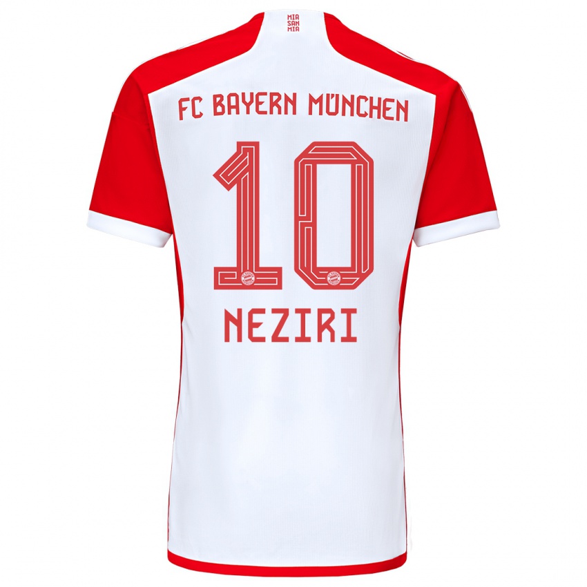Mujer Camiseta Behar Neziri #10 Rojo Blanco 1ª Equipación 2023/24 La Camisa Argentina