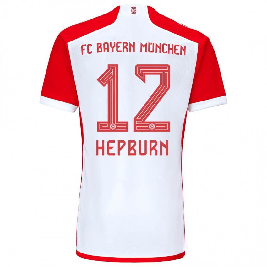 Mujer Camiseta Barry Hepburn #12 Rojo Blanco 1ª Equipación 2023/24 La Camisa Argentina