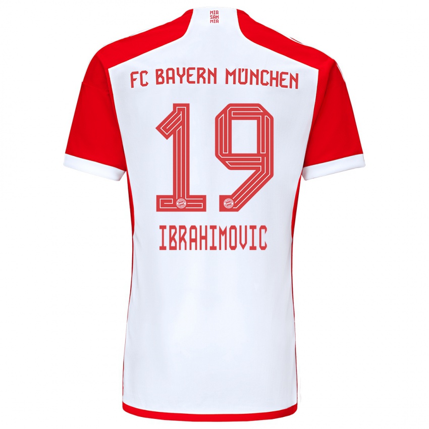 Mujer Camiseta Arijon Ibrahimovic #19 Rojo Blanco 1ª Equipación 2023/24 La Camisa Argentina