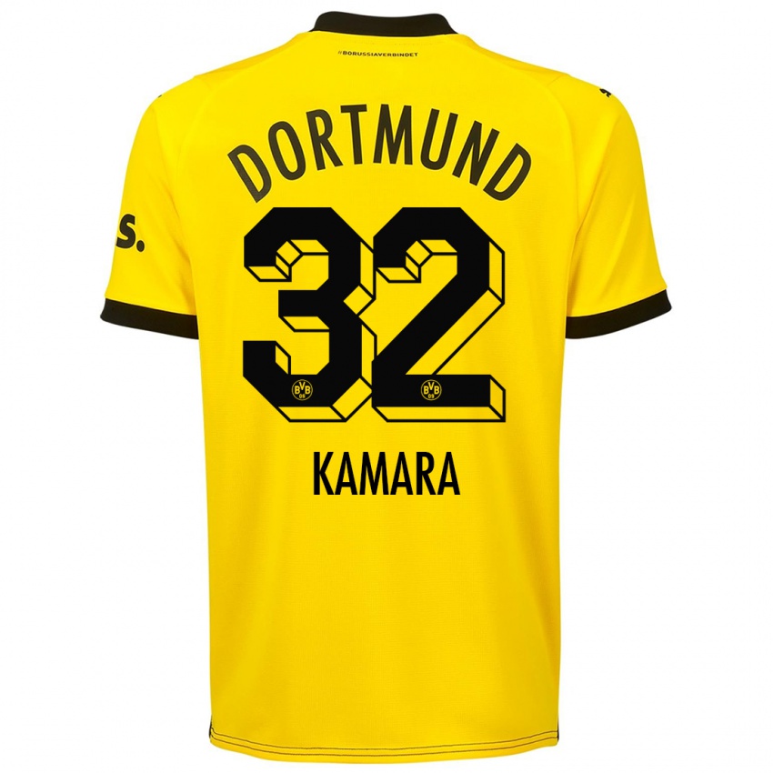 Mujer Camiseta Abdoulaye Kamara #32 Amarillo 1ª Equipación 2023/24 La Camisa Argentina