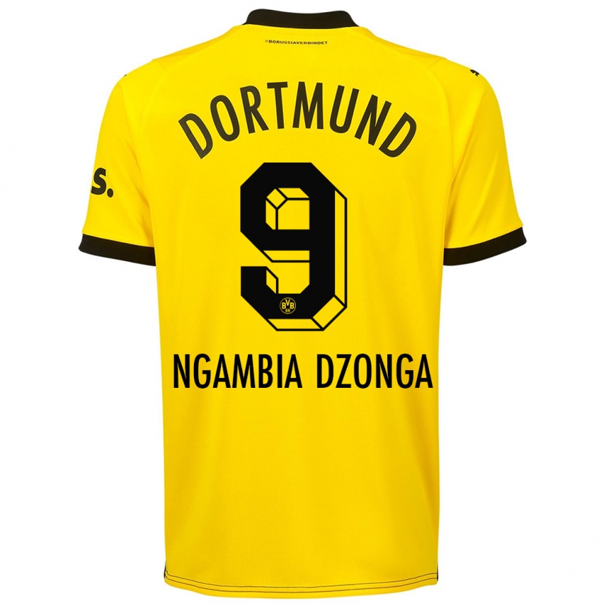 Mujer Camiseta Diego Ngambia Dzonga #9 Amarillo 1ª Equipación 2023/24 La Camisa Argentina