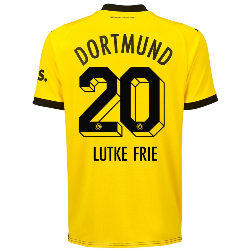 Mujer Camiseta Dennis Lutke-Frie #20 Amarillo 1ª Equipación 2023/24 La Camisa Argentina