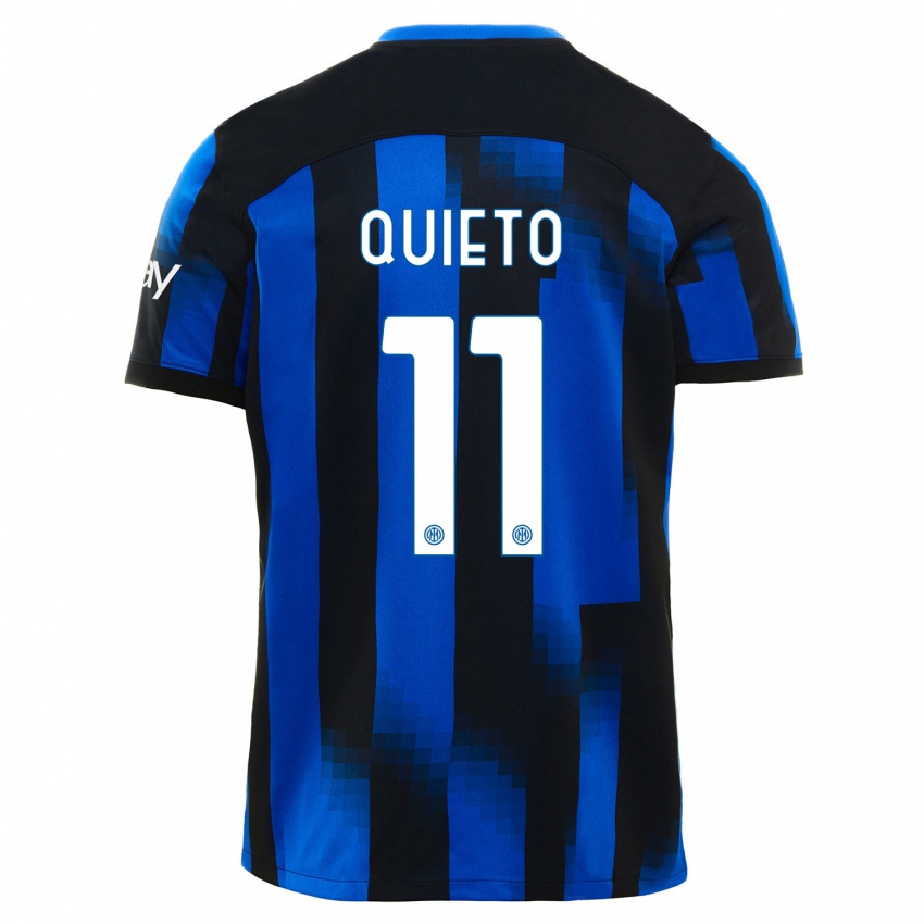 Mujer Camiseta Daniele Quieto #11 Azul Negro 1ª Equipación 2023/24 La Camisa Argentina