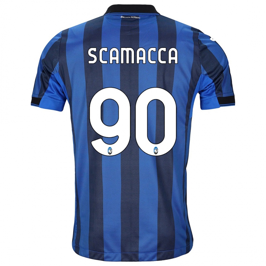 Mujer Camiseta Gianluca Scamacca #90 Azul Negro 1ª Equipación 2023/24 La Camisa Argentina