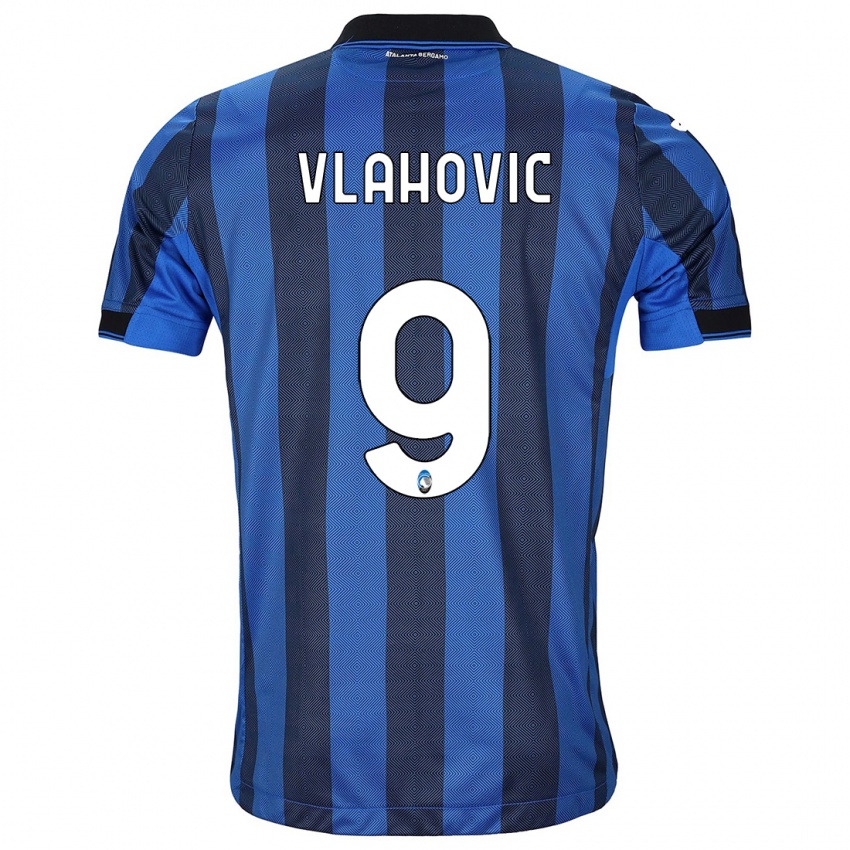 Mujer Camiseta Vanja Vlahovic #9 Azul Negro 1ª Equipación 2023/24 La Camisa Argentina