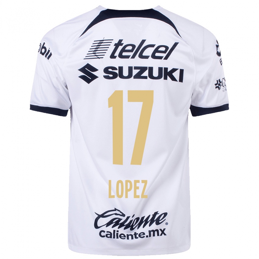 Mujer Camiseta Leonel Lopez #17 Blanco 1ª Equipación 2023/24 La Camisa Argentina