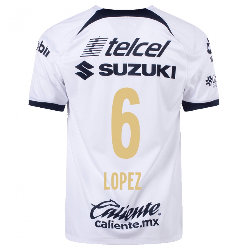 Mujer Camiseta Nathalia Lopez #6 Blanco 1ª Equipación 2023/24 La Camisa Argentina