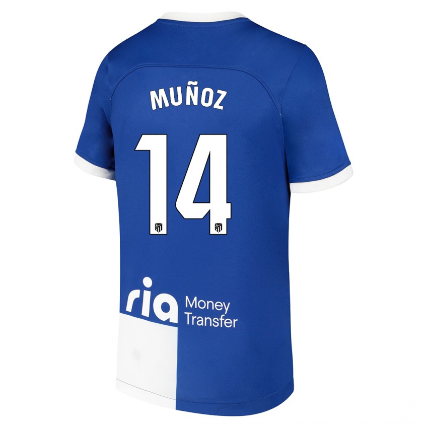 Mujer Camiseta David Muñoz #14 Azul Blanco 2ª Equipación 2023/24 La Camisa Argentina