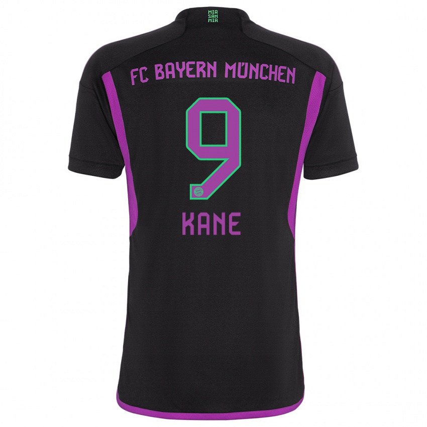 Mujer Camiseta Harry Kane #9 Negro 2ª Equipación 2023/24 La Camisa Argentina